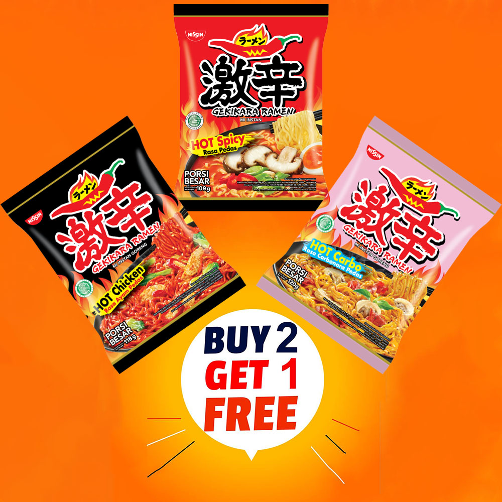 NISSIN GEKIKARA RAMEN COMBO (BUY 2 GET 1 FREE)