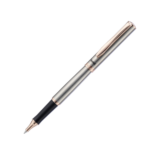 Pentel Sterling Gel Roller 0.7mm Pink Gold Silver Barrel - Black Ink