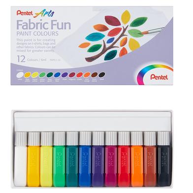 PENTEL FABRIC FUN PAINT COLOURS 12COLS. SET