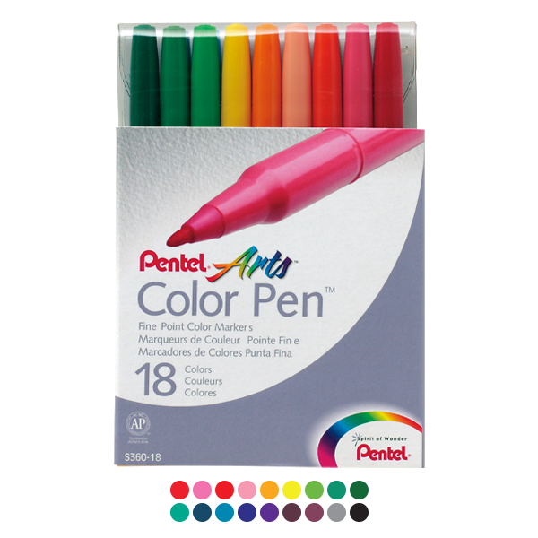 Pentel Color Pen 18 Colors Set