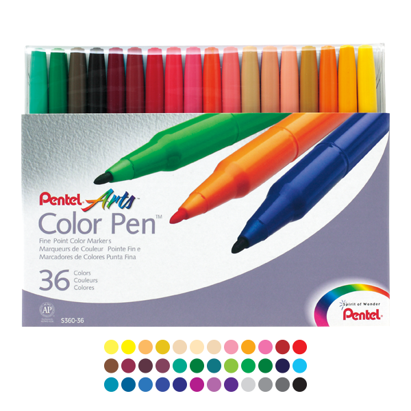 Pentel Color Pen 36 Colors Set