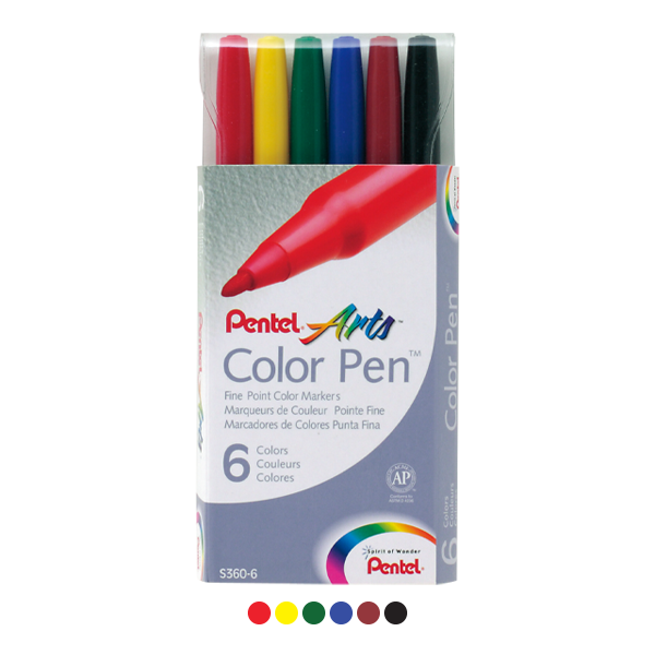 Pentel Color Pen 6 Colors Set