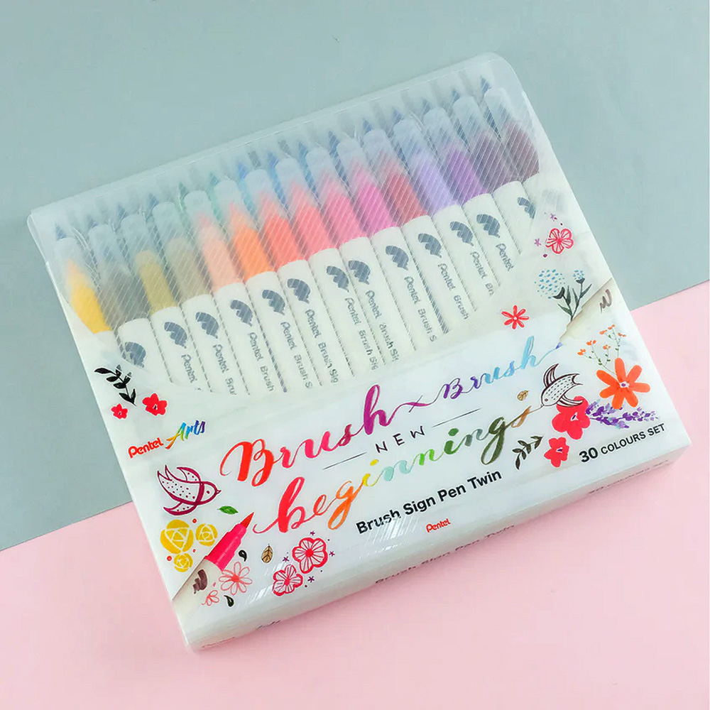 Pentel Brush Sign Pen TWIN TIP- 30 PCS SET