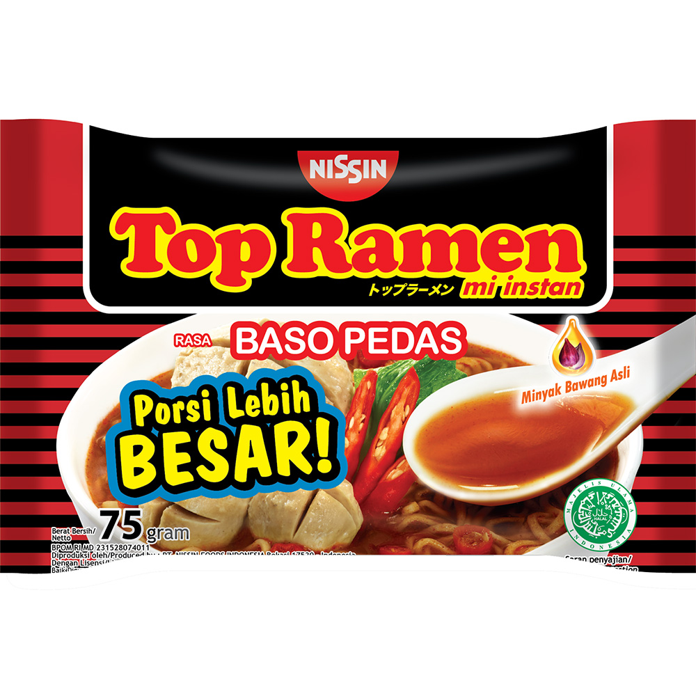 NISSIN TOP RAMEN BESAR-RASA BASO PEDAS 75G TRNSP