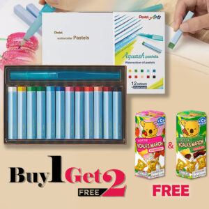 VISTAGE WATERCOLOUR PASTELS 12COLS.SET WITH WATER  BRUSH SET (BUY 1 GET 2 OFFER)